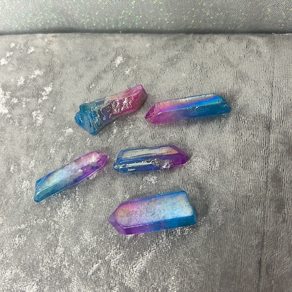 Aura quartz halo angel cotton candy crystal pink blue ombrΓ© electroplated π - Picture 11 of 16